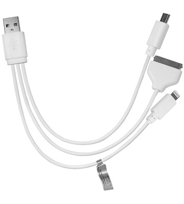 EAXUS 3-in-1 USB Ladekabel (0,13m) (weiß)