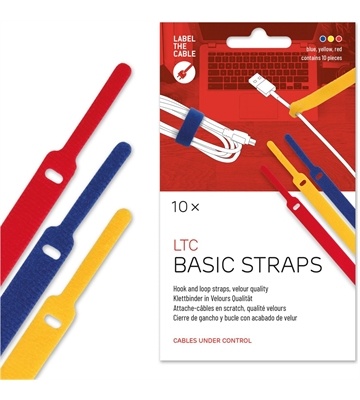 Label The Cable Basic Klettkabelbinder (10Stk) (blau/gelb/rot)