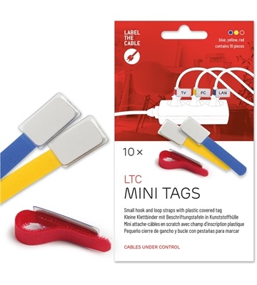 Label The Cable Kabel Tags Mini Klettbinder (10Stk) (blau/gelb/rot)