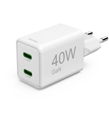 Hama Schnellladegerät 2x USB-C (40W) (weiß)