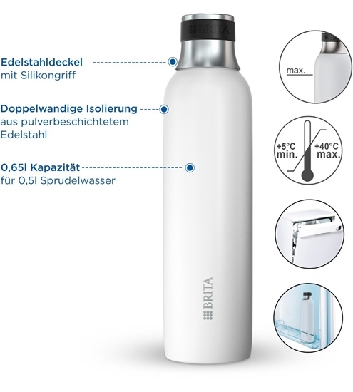 BRITA sodaTRIO Edelstahlflasche klein