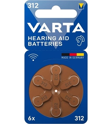Varta V312 Hörgerätebatterie 6er Blister