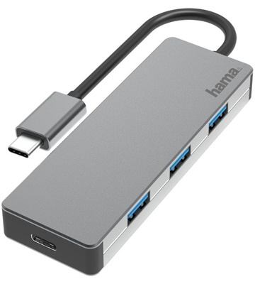 Hama USB-C-Hub 4 Ports, USB 3.2 Gen2 (grau)