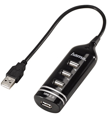 Hama USB 2.0 HUB 1:4 o. Netzteil (schwarz)