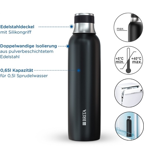 BRITA sodaTRIO Edelstahlflasche klein