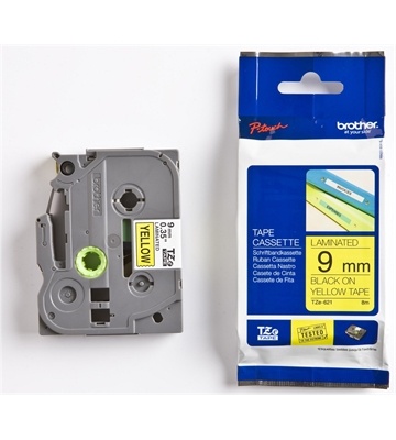 Brother TZe-621 9mm (8m) Schriftband (schwarz/gelb)